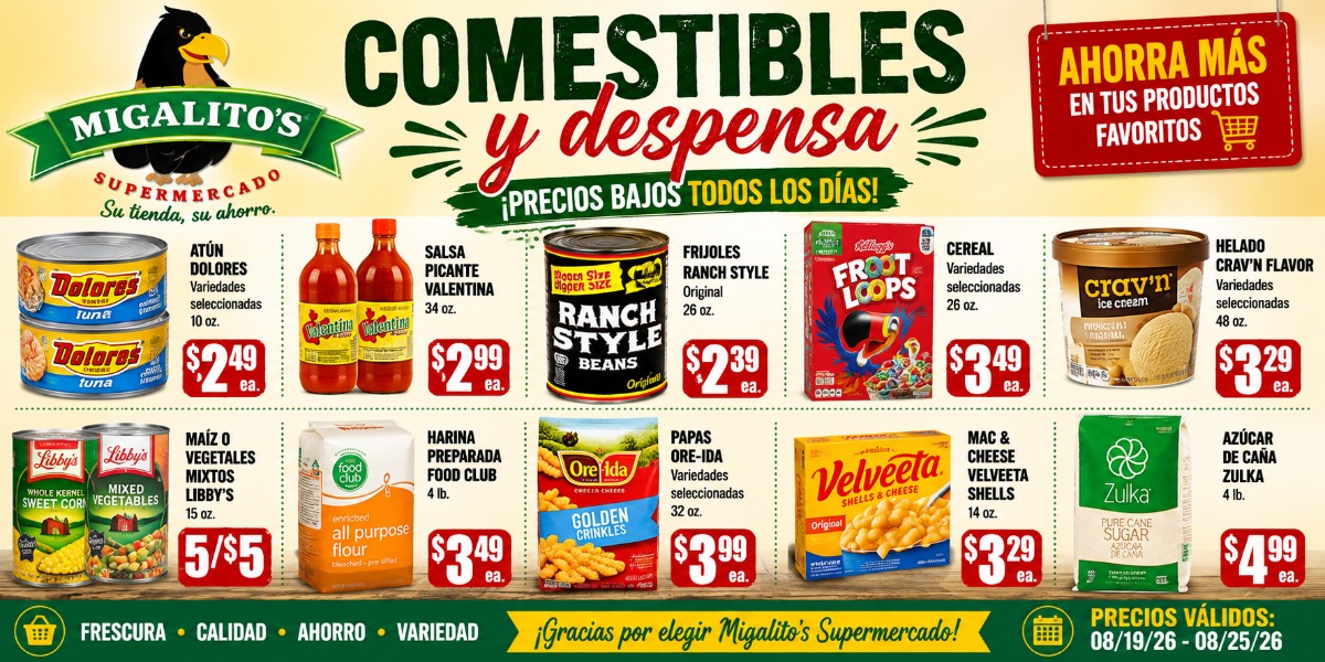 Especiales de despensa en Migalito's Supermercado