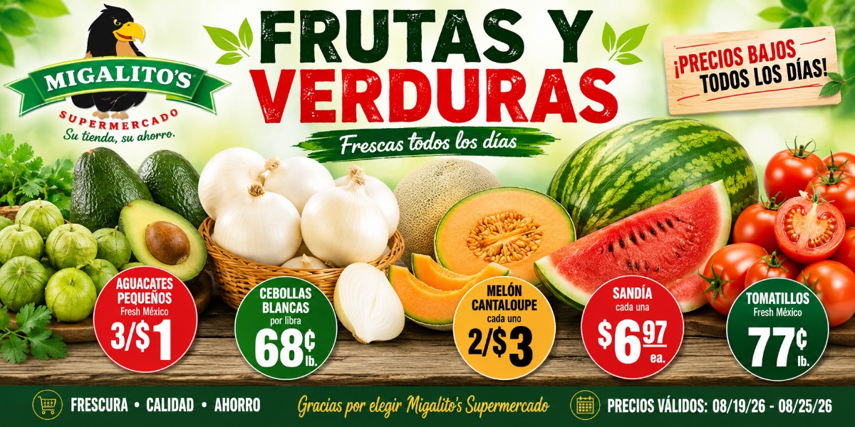 Ofertas de frutas y verduras en Migalito's Supermercado