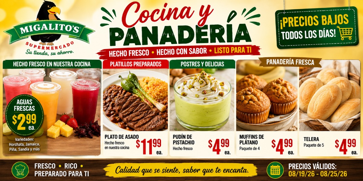 Cocina y panadería de Migalito's Supermercado