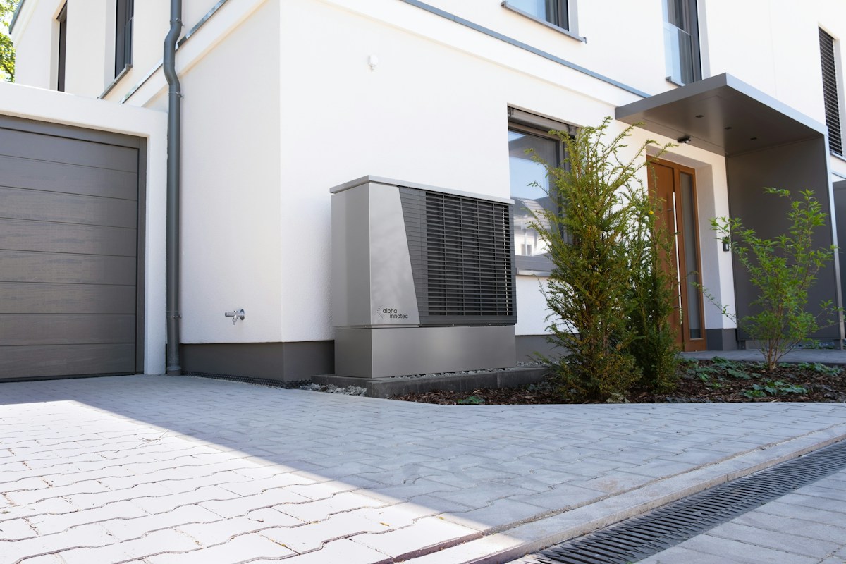 Heating and air conditioning equipment being serviced