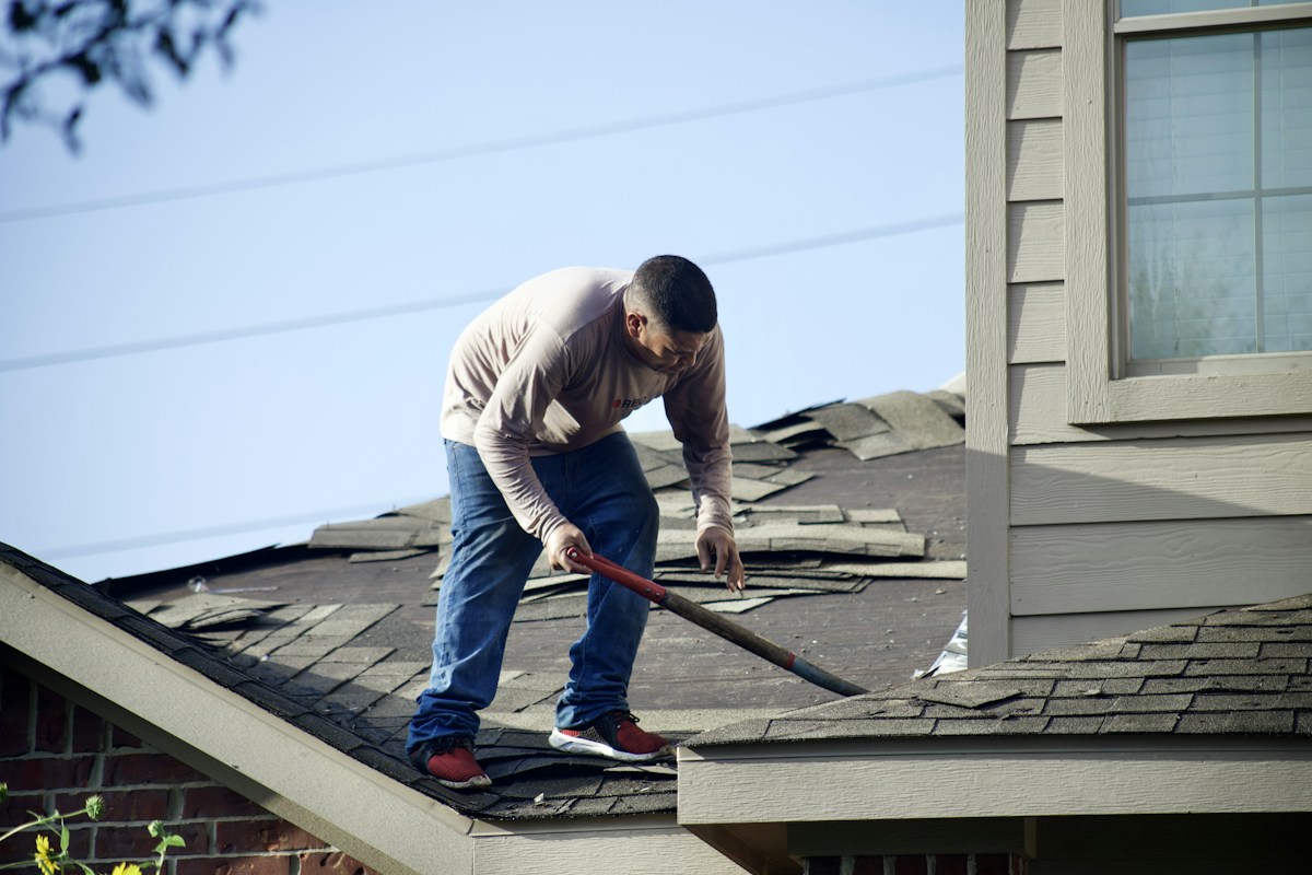 Residential roof ready for inspection or repair
