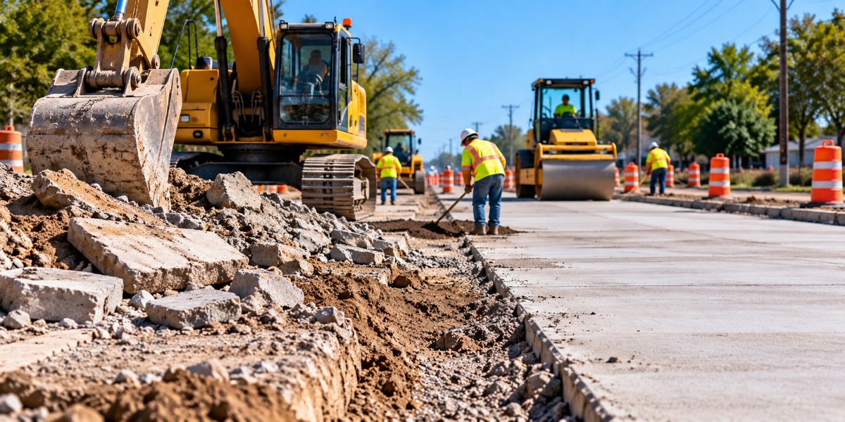 Road construction editorial image